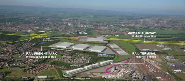 Plans for a rail freight terminal at Mossend have been approved by MSPs, and could see the creation of nearly 5,000 jobs. Picture: Contributed