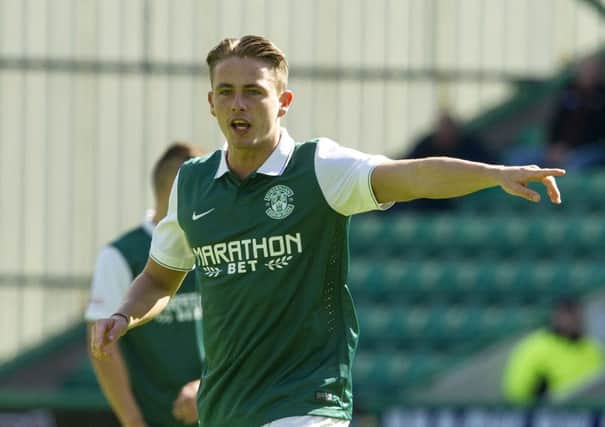 Scott Allan comes on as a second half substitute against Montrose at Easter Road. Picture: Ian Rutherford