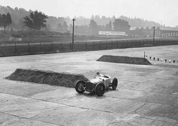 On this day in 1926, driver M Benoist, in a Delage, practises for the first British Grand Prix, held at Brooklands, Surrey. Picture: Getty Images