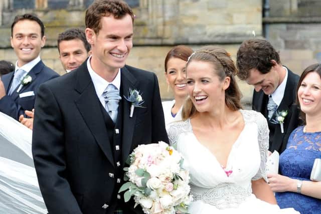 Andy Murray and Kim Sears on their wedding today in April earlier this year. Picture: Lisa Ferguson
