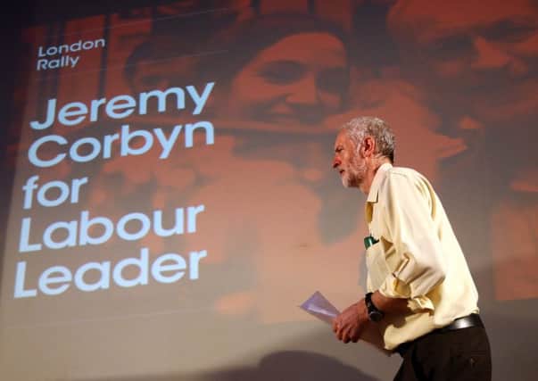 Jeremy Corbyn at a Labour party leadership rally. Picture: Getty