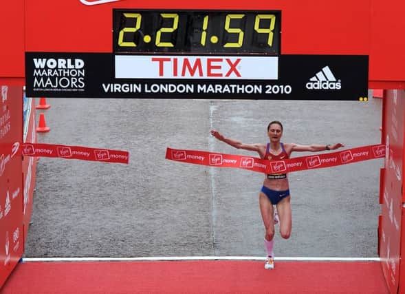 Liliya Shobukhova of Russia in the 2010 London Marathon. She was later exposed as a drugs cheat. Picture: Getty