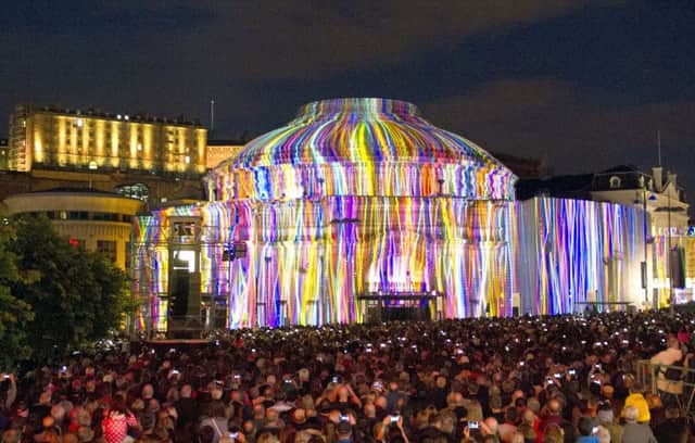 Almost 20,000 people gathered outside the Usher Hall for the Harmonium Project. Picture: Jane Barlow