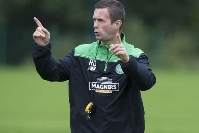 Celtic manager Ronny Deila gives out instructions in training. Picture: SNS