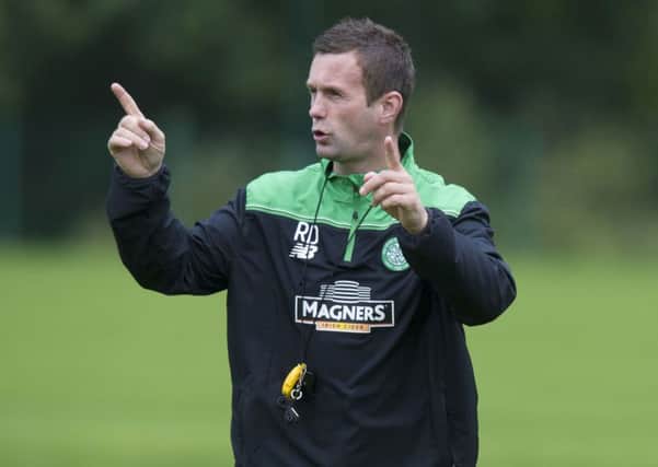 Celtic manager Ronny Deila gives out instructions in training. Picture: SNS