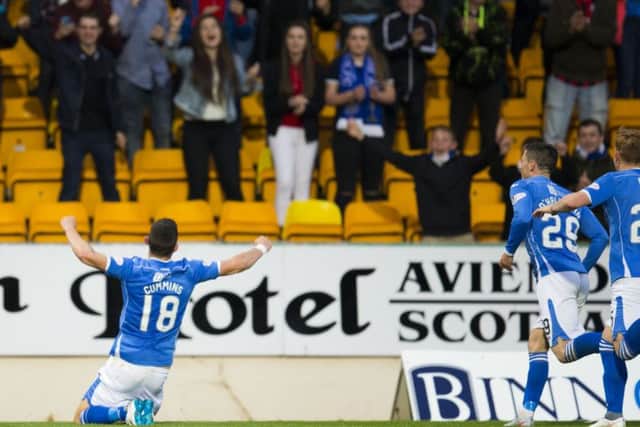 Graham Cummings (left) celebrates his equaliser. Picture: SNS