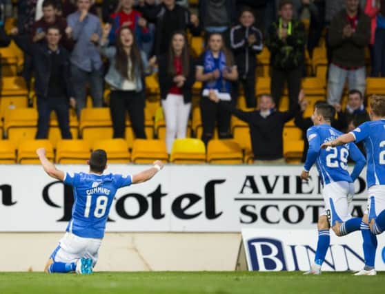 Graham Cummings (left) celebrates his equaliser. Picture: SNS