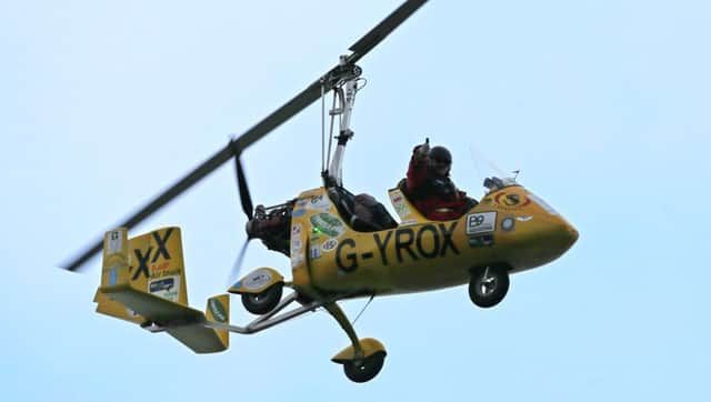 Northern Ireland adventurer Norman Surplus completed a record flight around the world in gyrocopter. Picture: PA