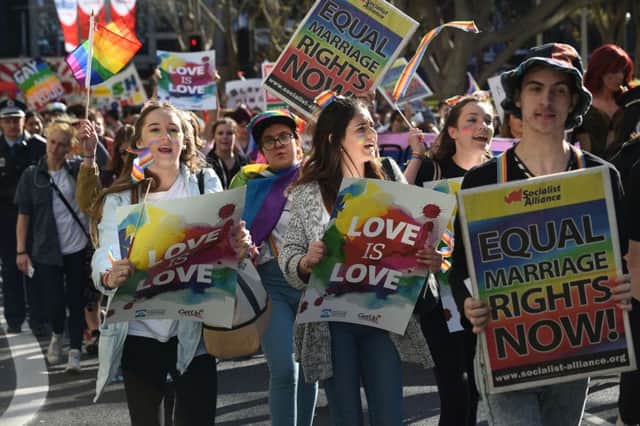 Gay marriage protesters in Sydney. Picture: Getty