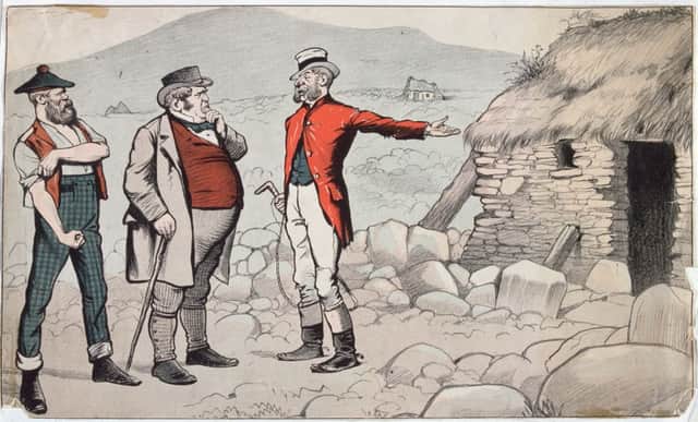 A satirical cartoon depicting the Crofter Act of 1886. Picture: Getty
