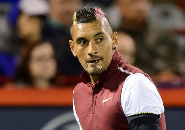 Nick Kyrgios was fined for a comment caught by on-court microphones during the Rogers Cup. Picture: Getty
