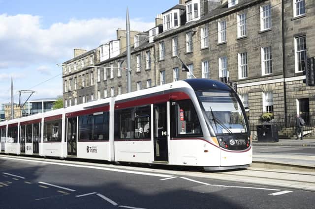 One of Edinburgh's trams at York Place. Picture: Greg Macvean