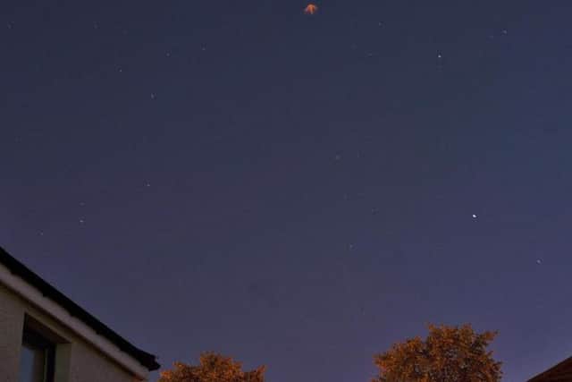 The arrow-shaped orange object appears at the top of the image. Picture: Stuart Noble