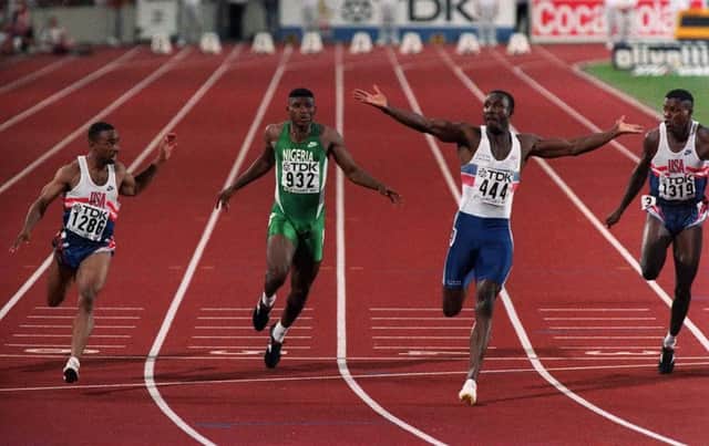 On this day in 1993 Linford Christie, right, won the 100 metres at the World Athletics Championships in Stuttgart. Picture: Mike Powell/ALLSPORT
