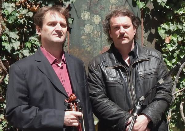 Hungarians fiddler Balázs Vizeli and piper Balázs Istváni played pastoral lament. Picture: Contributed