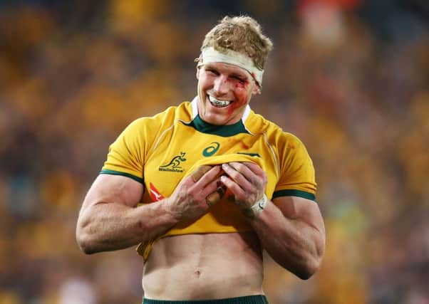 David Pocock was left bloodied but smiling by Australia's impressive win over New Zealand last weekend. The sides meet again today in Auckland. Picture: Getty