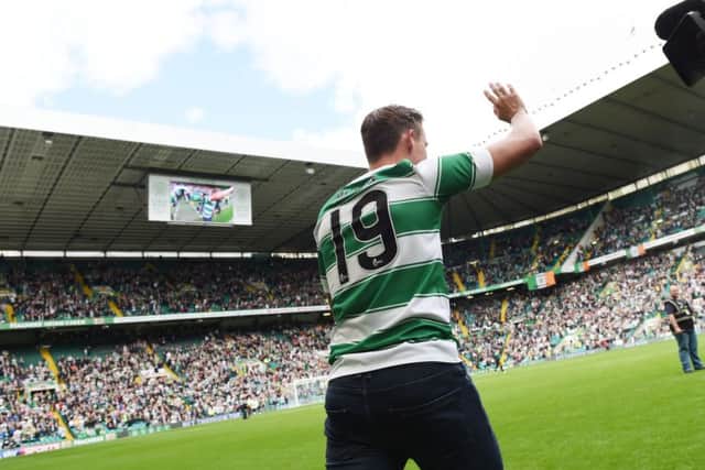 New Celtic signing Scott Allan heads out to the pitch. Picture: SNS
