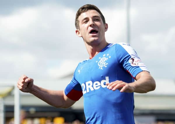 Rangers' Jason Holt celebrates after giving his side the 3-1 lead. Picture: SNS Group