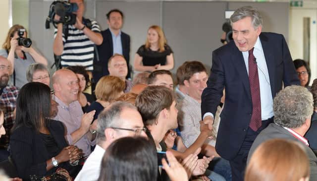 Former Prime Minister Gordon Brown at the Royal Festival Hall in London before his speech. Picture: PA