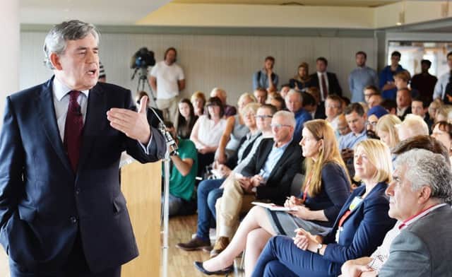 Former Prime Minister Gordon Brown during his "power for a purpose" speech at the Royal Festival Hall in London. Picture: PA