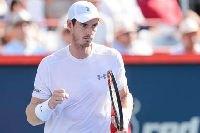 MONTREAL, ON - AUGUST 16:   Andy Murray celebrates after winning the first set against Novak Djokovic. Picture: Getty
