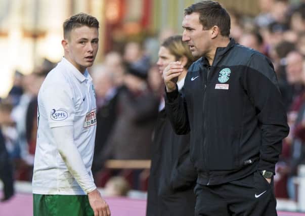 Allan with Hibs boss Alan Stubbs during the Edinburgh New Year derby earlier this year. Picture: SNS
