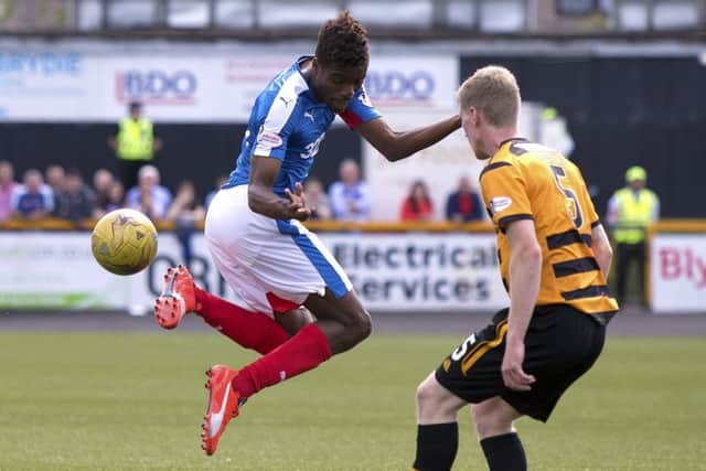 Nathan Oduwa was all tricks at Alloa on Sunday, but not everyone appreciated his nutmegs, stepovers and flicks. Picture: Kirk ORourke/ PA