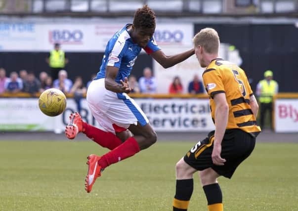 Nathan Oduwa was all tricks at Alloa on Sunday, but not everyone appreciated his nutmegs, stepovers and flicks. Picture: Kirk ORourke/ PA