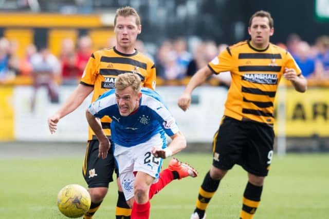 Rangers' Dean Shiels on a surging run during the Ibrox side's 51 victory over Alloa at the Indrodrill stadium on Sunday. Picture:SNS