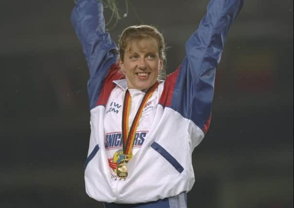 On this day in 1993 Sally Gunnell set a new world record of 52.74 seconds for the women's 400 metres hurdles. Picture: Mike  Powell/Allsport