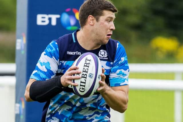 Grant Gilchrist in action during Scotland's training session. Picture: SNS