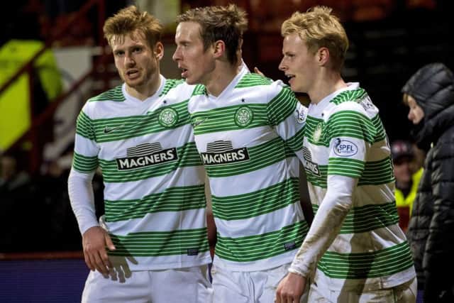 Celtic are set to line up against Malmö tonight with Stuart Armstrong, Stefan Johansen and Gary Mackay-Steven likely to form the attacking triumvirate behind Nadir Ciftci.  Picture: SNS
