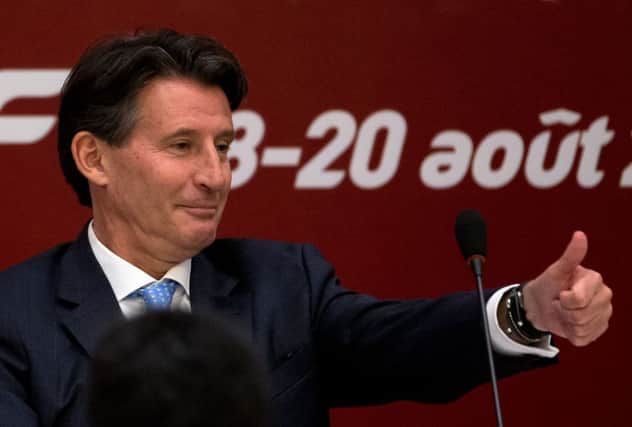 Lord Coe shows his satisfaction yesterday. Picture: AP