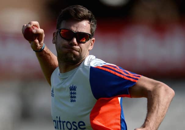 James Anderson took part in a nets session yesterday but will not return to action at The Oval. Picture: Getty