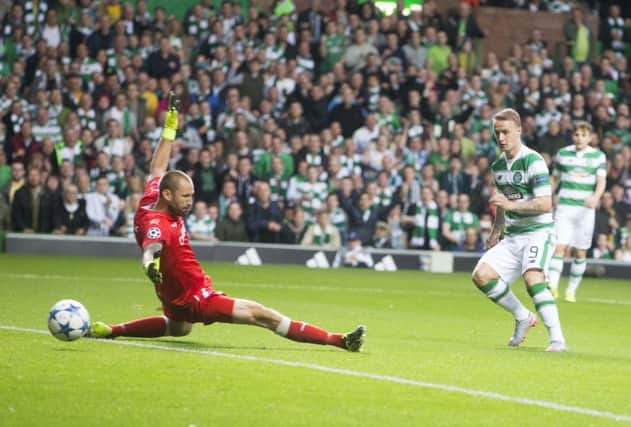Griffiths scoring his first. The striker would net a double on the night. Picture: PA