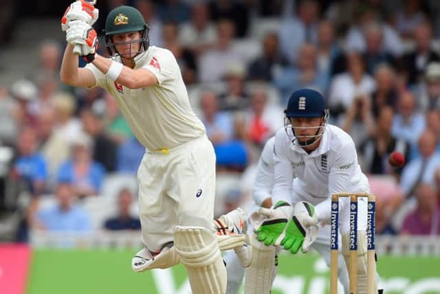 Australian batsman Steve Smith flicks the ball away to leg during his knock of 78no. Picture: Stu Forster/Getty