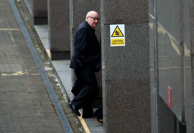 Harry Clarke arrives at Glasgow Sheriff Court yesterday. Picture: PA
