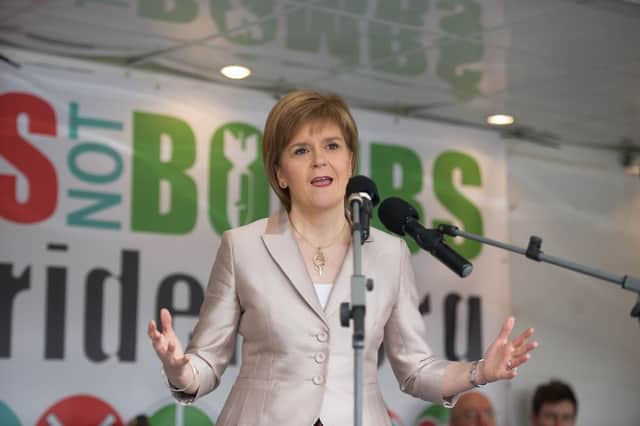 The First Minister speaking at an anti-Trident event earlier this year. Picture: John Devlin