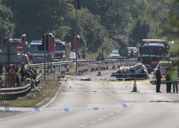 Emergency services attend the scene on the A27. Picture: PA
