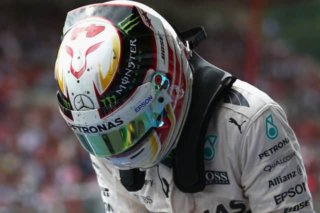 Lewis Hamilton celebrates after extending his championship lead. Picture: Getty Images