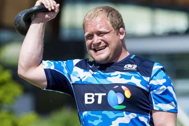 WP Nel in training last week ahead of his first cap for Scotland. Picture: SNS/SRU
