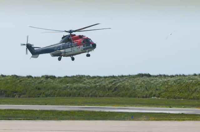 A  CHC Scotia Ltd landing at Sumburgh Airport. Picture: Alex Hewitt