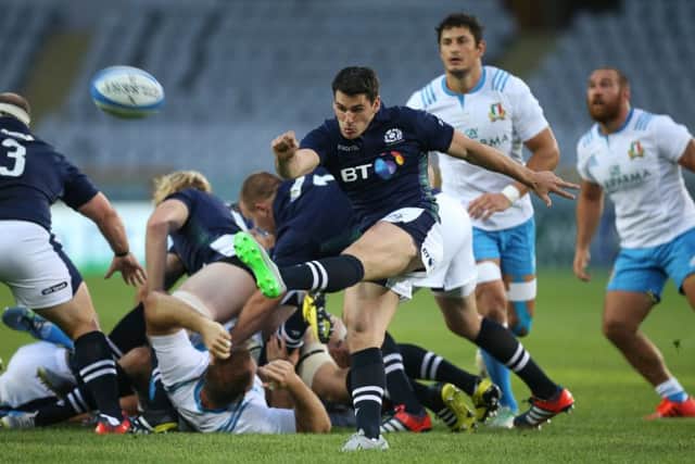 Scrumhalf Sam HidalgoClyne, starting an international for the first time, did not look out of place in the 1612 win over Italy in Turin. Picture: Marco Bertorello/AFP/Getty Images
