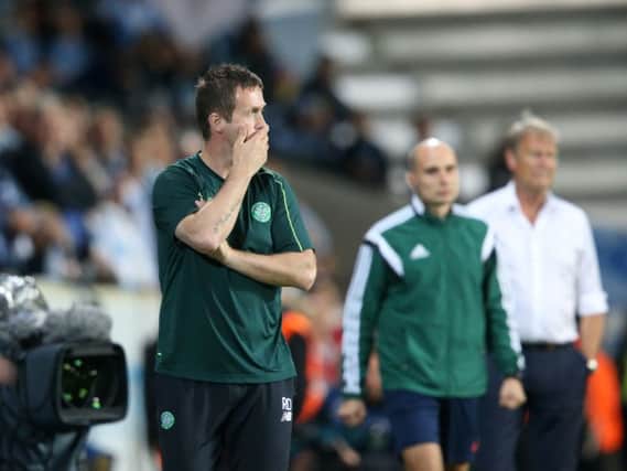 Ronny Deila watches on as Celtic exit the Champions League in Malmo. Picture: AP