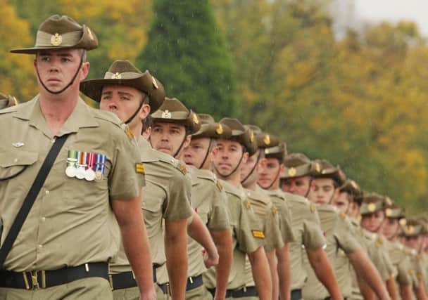 The annual Anzac Day parade  a celebration of Australian and New Zealand armed service  in Melbourne was target of boy, 14. Picture: Getty