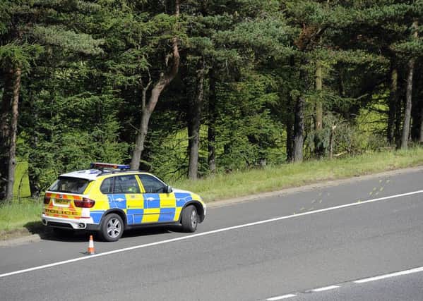A police car at the scene of the M9 crash that sparked the 'difficult summer' for Police Scotland. Picture: Michael Gillen