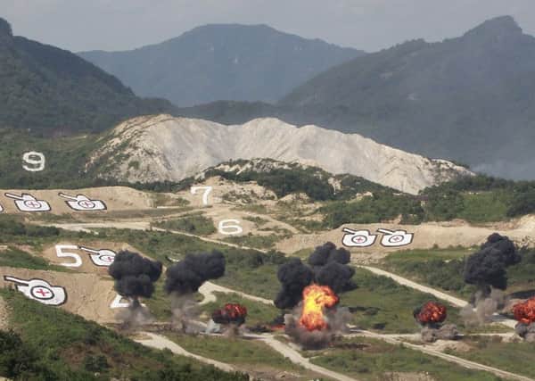 South Korean military drills with US forces near Pocheon yesterday. Picture: AP