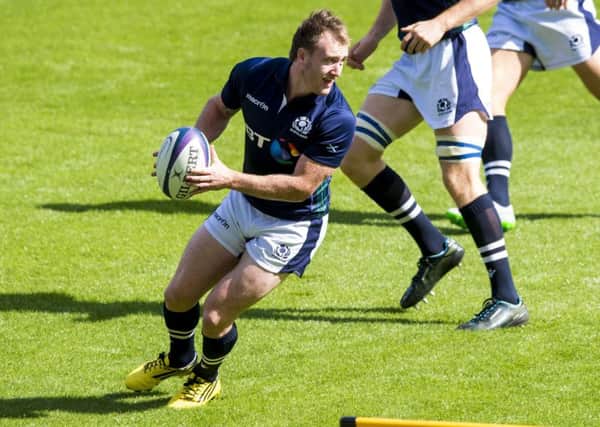 Scotland's Stuart Hogg gets on the ball at training. Picture: SNS
