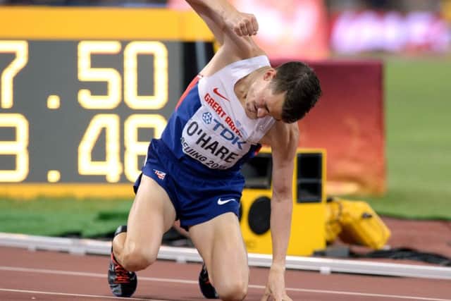 Great Britain's Chris O'Hare reacts as he punches the ground. Picture: PA