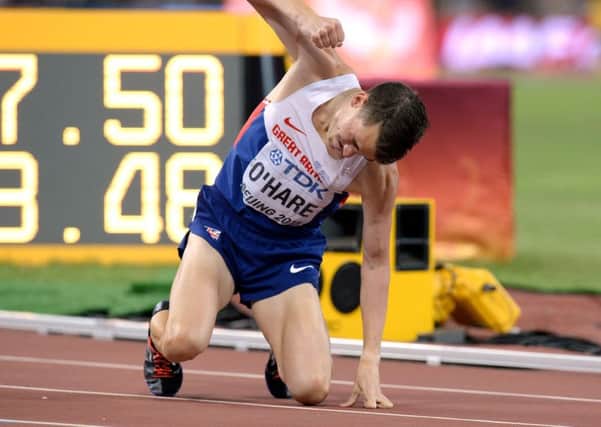 Great Britain's Chris O'Hare reacts as he punches the ground. Picture: PA